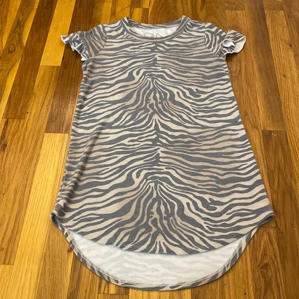 Chaser Girls Gray Zebra Print T-Shirt Dress Size 12